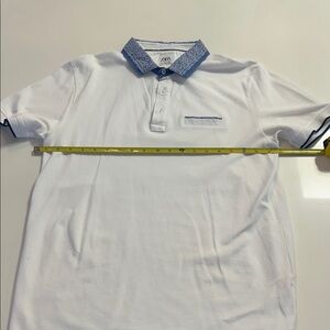 Zara Polo Shirt in White with Navy Details